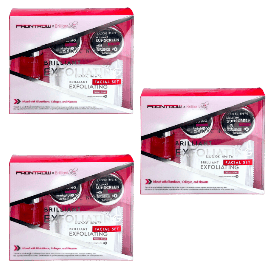Luxxe White Brilliant Exfoliating Facial Set Infused with Glutathione, Collagen, and Placenta