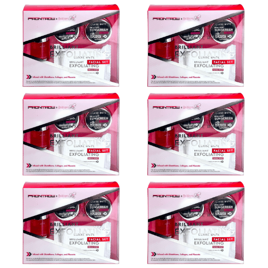 Luxxe White Brilliant Exfoliating Facial Set Infused with Glutathione, Collagen, and Placenta