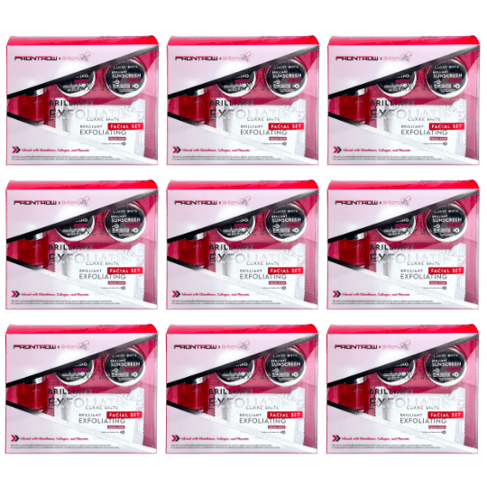 Luxxe White Brilliant Exfoliating Facial Set Infused with Glutathione, Collagen, and Placenta